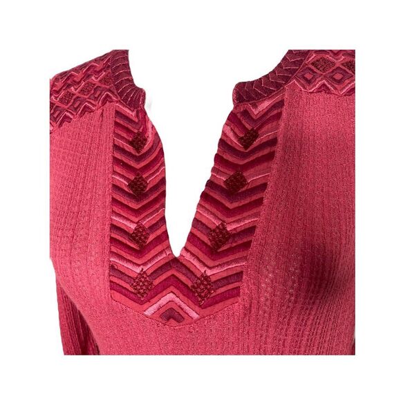 Lucky Brand Embroidered Top Womens XS Flare Sleeve BOHO Festival Woven Blouse - Picture 7 of 16